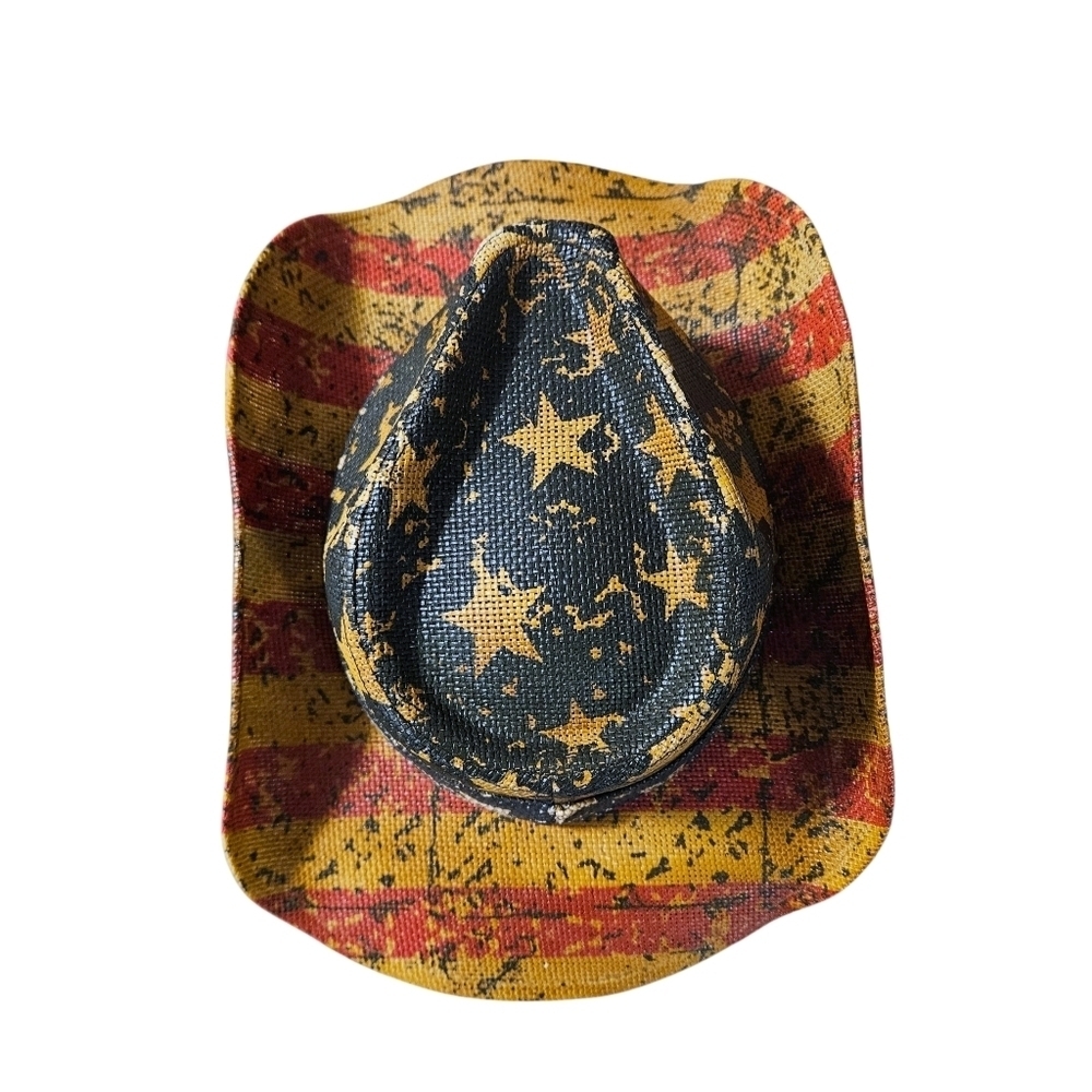 Angela & William Patriotic Cowboy Hat USA Flag Eagle Band Western Straw Sz 7 22” - Picture 5 of 9